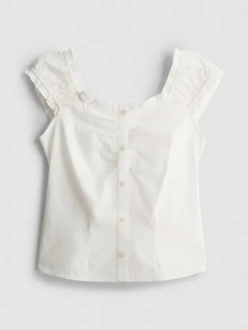 7-15yrs | Shirred Square Neck Blouse