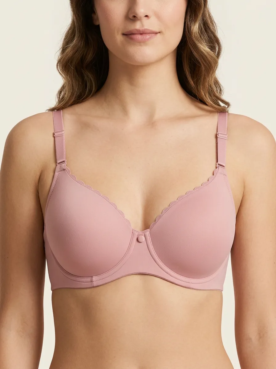 Women's Full-Coverage Underwire Scalloped-Edge Molded-Cup Bra