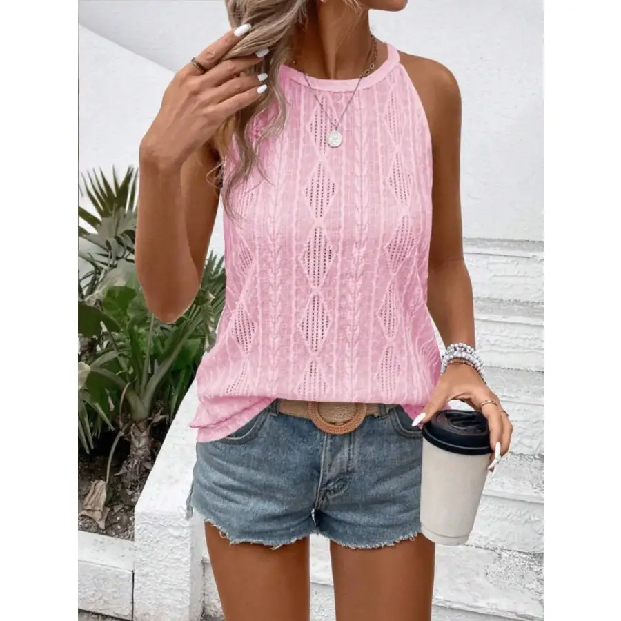 Openwork Grecian Neck Tank