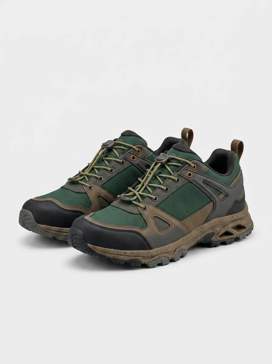 Men's Outdoor Hiking Green Brown Speckled Sole Printed Shoes