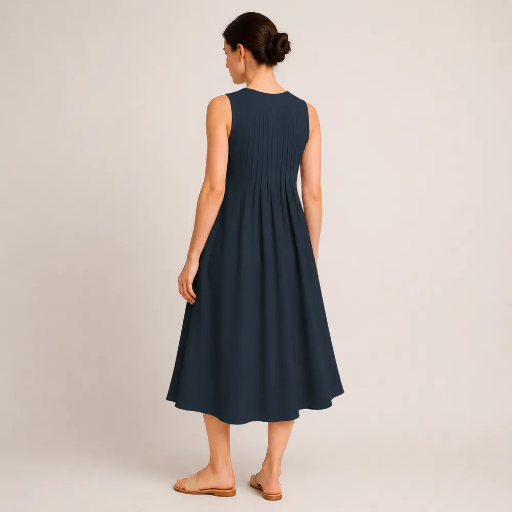 Classic Refined Women's Pleated Midi Dress