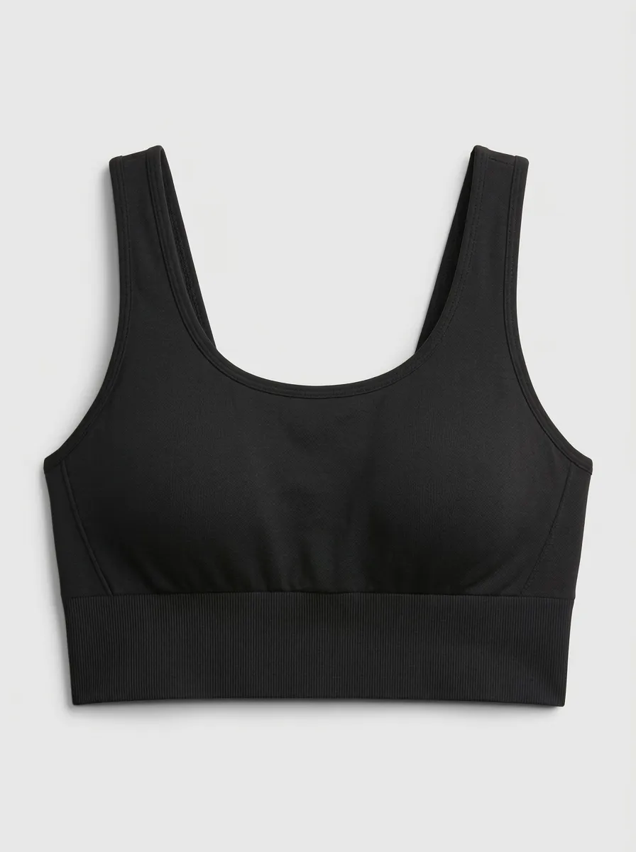 Women's Scoop-Neck Chest-Contour Ribbed Seamless Sports Bra
