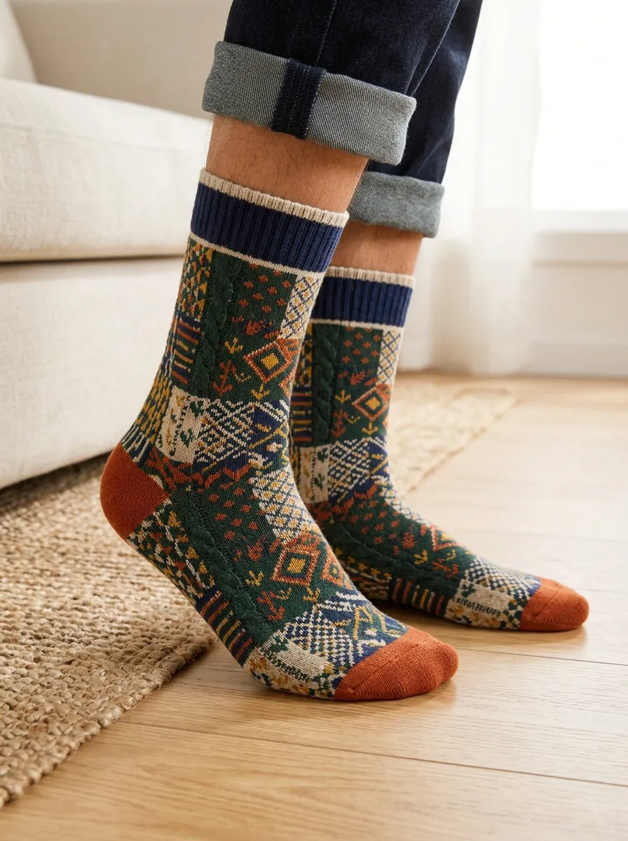Men's Smart Multi-Patterned Crew in Socks