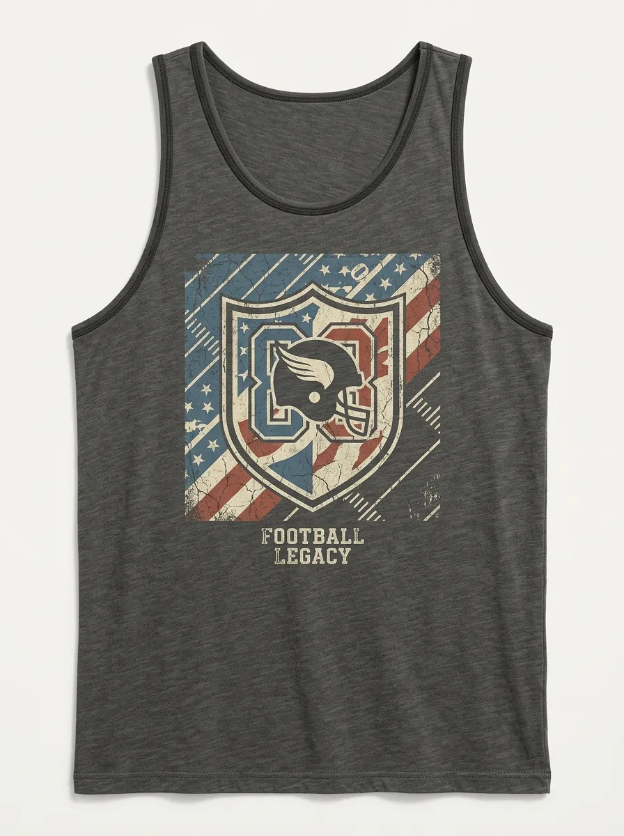 Men's American Football Legacy USA Flag Helmet Printed Tank Top