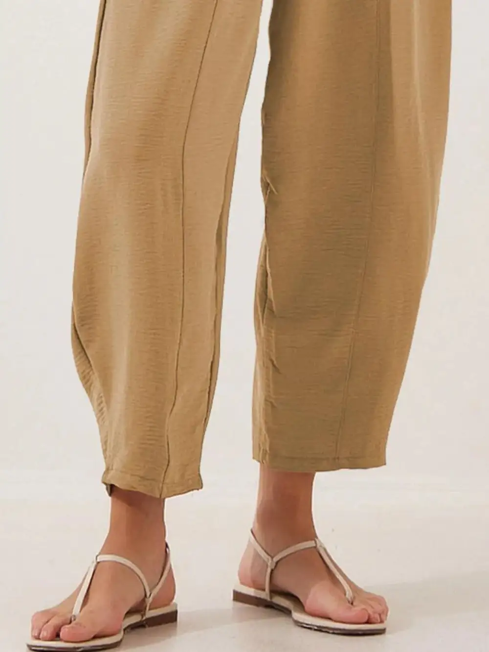 Plus Size Drawstring Wide-Leg Cropped Pants