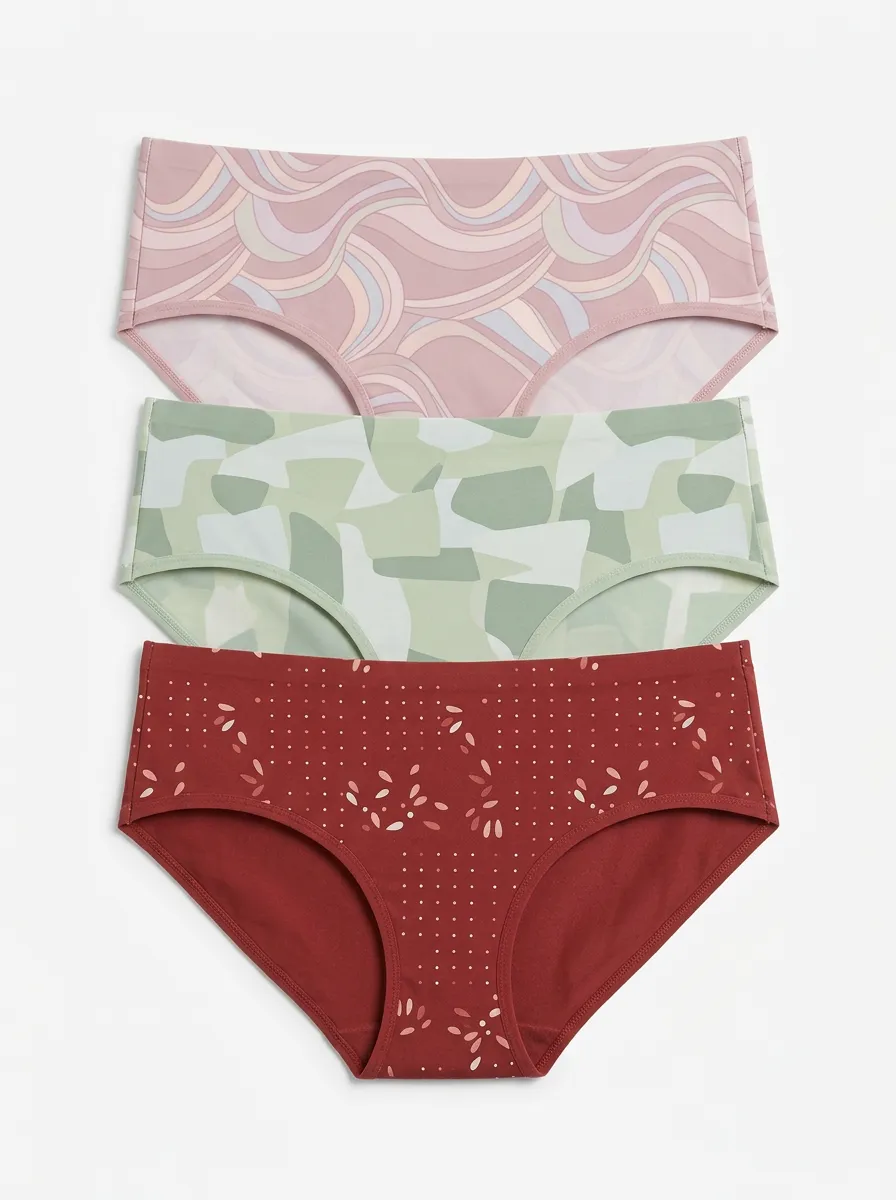 Women's Geometric Abstract Floral Printed Three-Pack Briefs