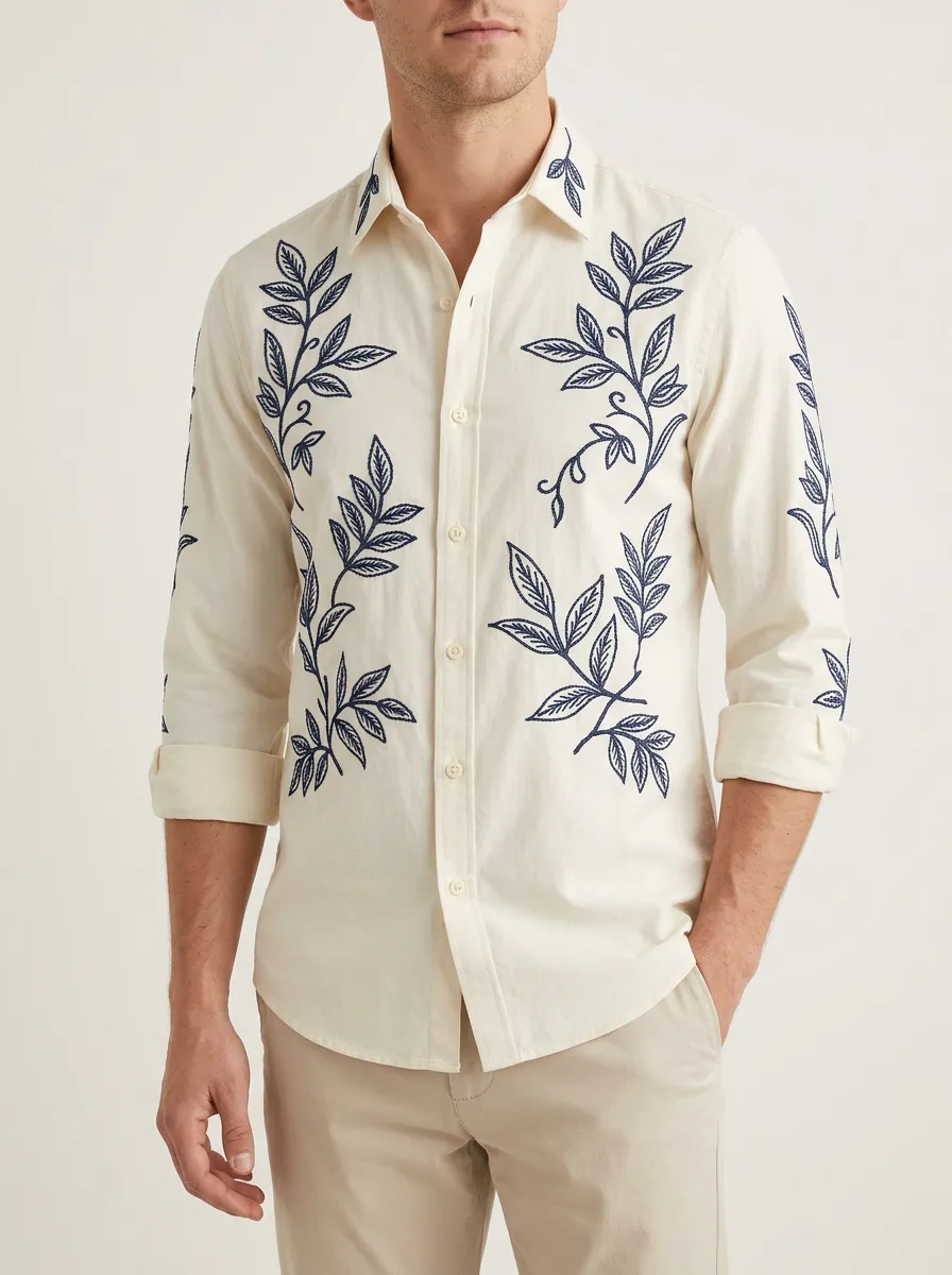 Men's Botanical Nature Easygoing Printed Shirt