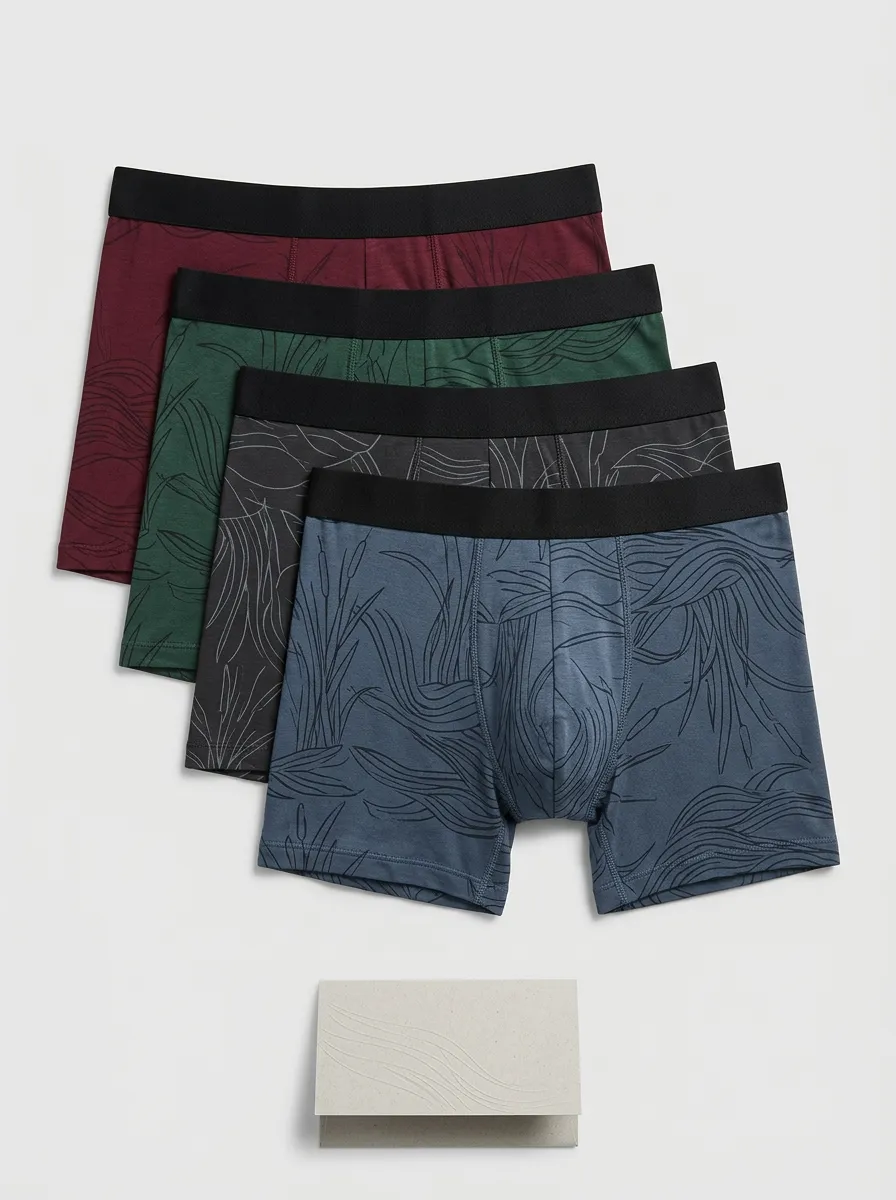 Heritage Botanical Leaf Outdoor Look Men's Four Pack Boxer Briefs