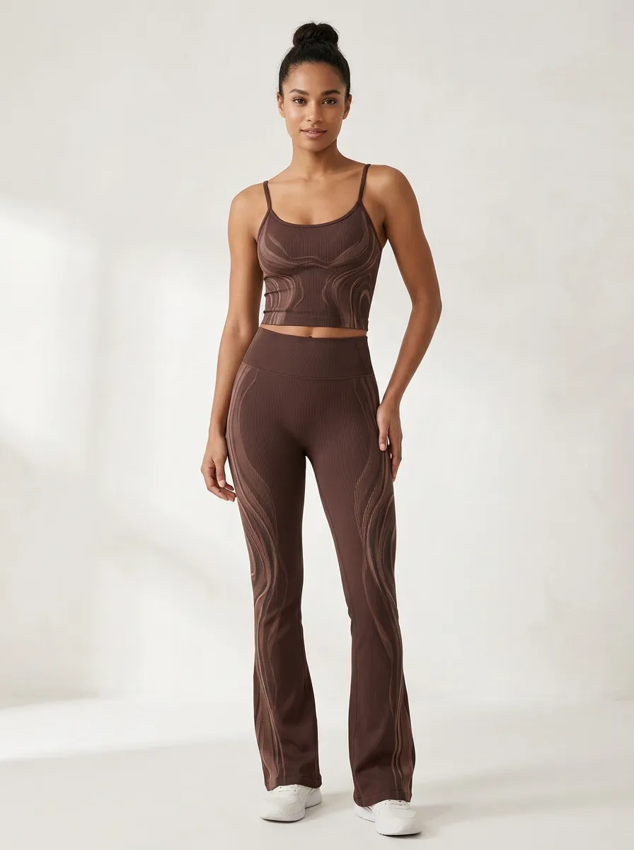 Swirl Ribbed Textured Flare Active Set