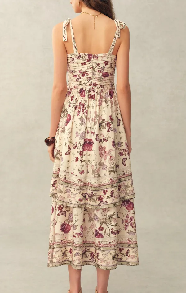Sleeveless Floral Linen Blend Midi Dress