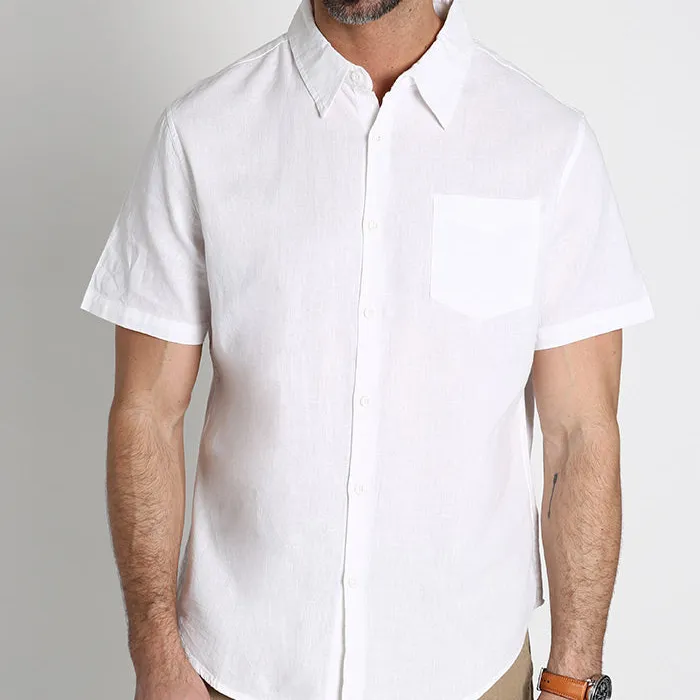 Cotton Linen Blend Short Sleeve Shirt