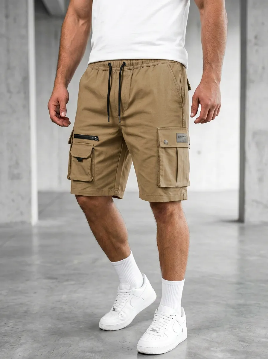 Classic Pocketed Drawstring Utility Cargo Shorts