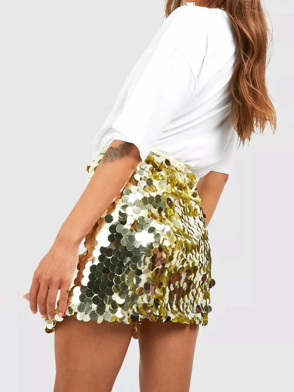 Polished Sequined Sequin Detail Skirt