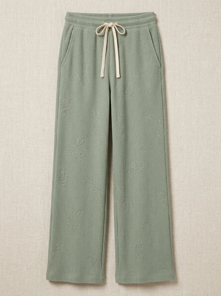 Women's Botanical Print Printed Waffle Lounge Pants