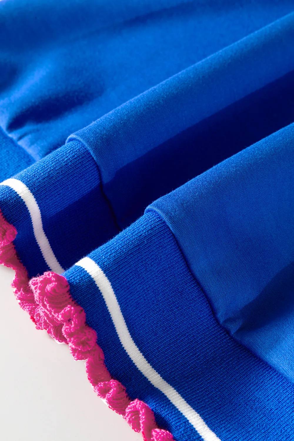 Sky Blue Contrast Frilled Trim Top