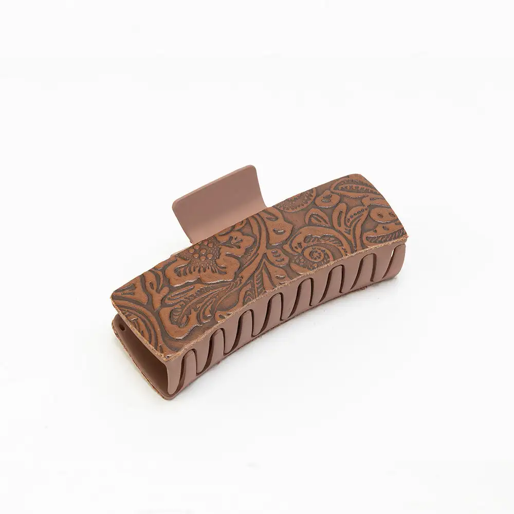 Charming Embossed Leather Hair Clip