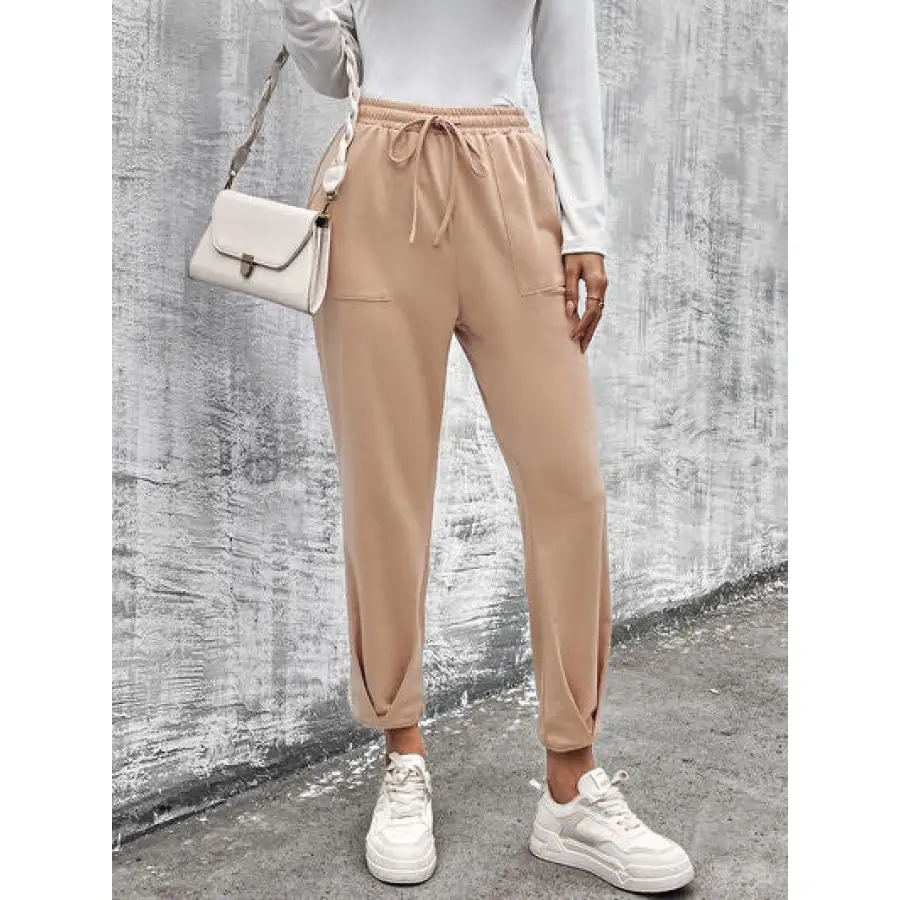 Casual Drawstring Straight Pants with Pockets