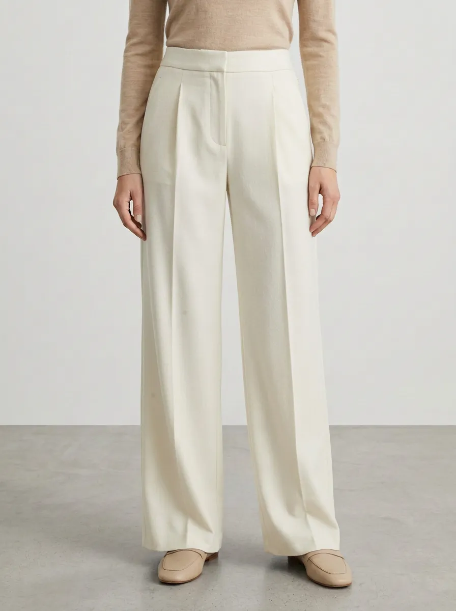 Minimal Look Pleated Wide-Leg Trousers
