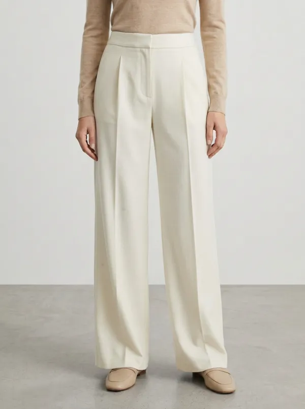 Minimal Look Pleated Wide-Leg Trousers