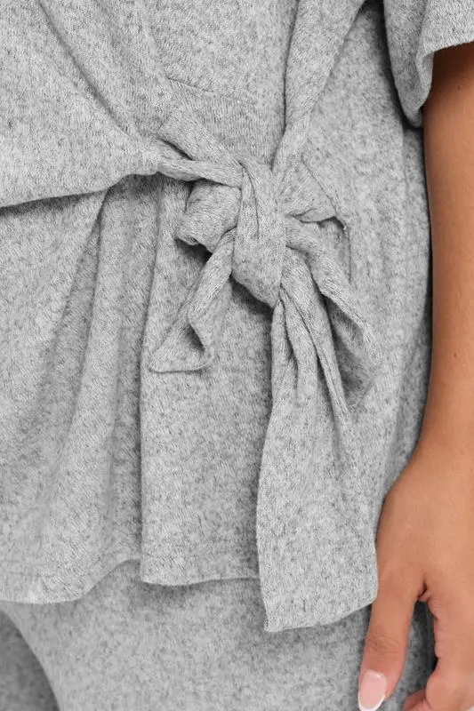Grey Side Knot Soft Touch Top