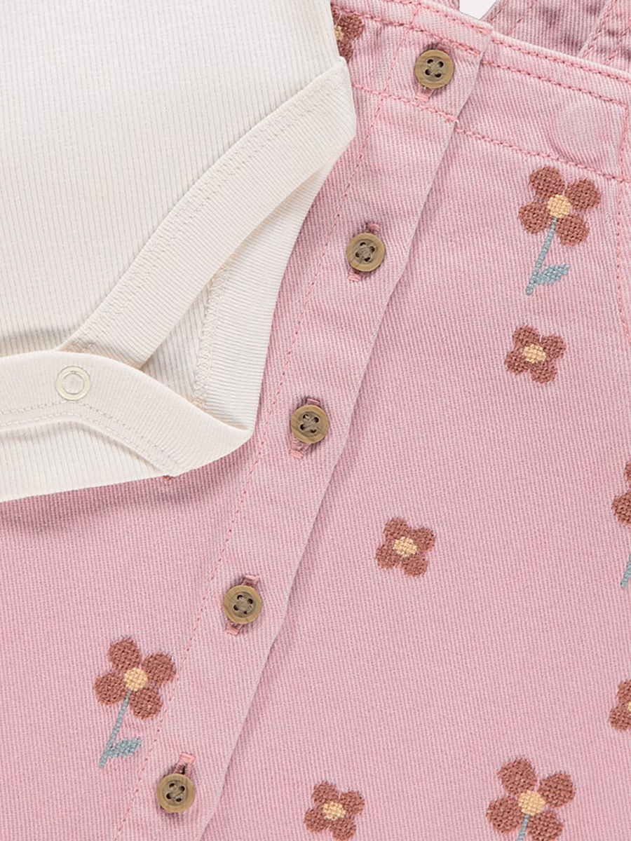 Flower Embellished Pinafore and White Bodysuit Outfit detail 1