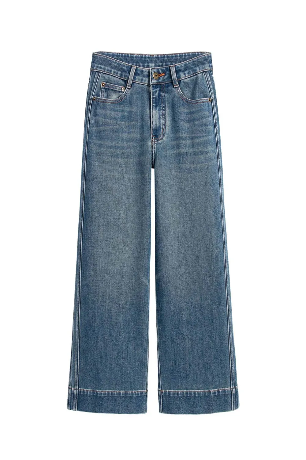 Wide-Leg Classic-Fit Denim Jeans