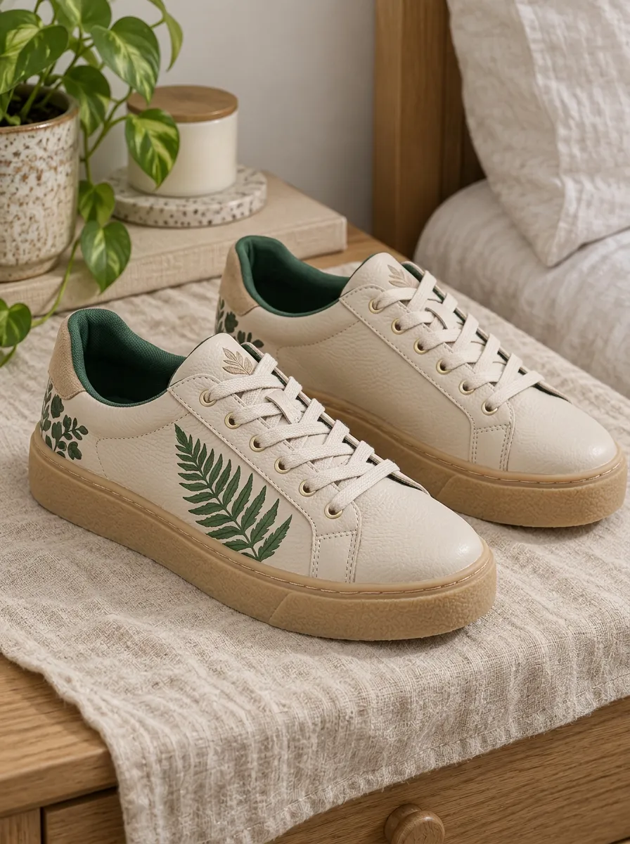 Women's Classic Botanical Nature Lover Fern Leaf Skate Shoes