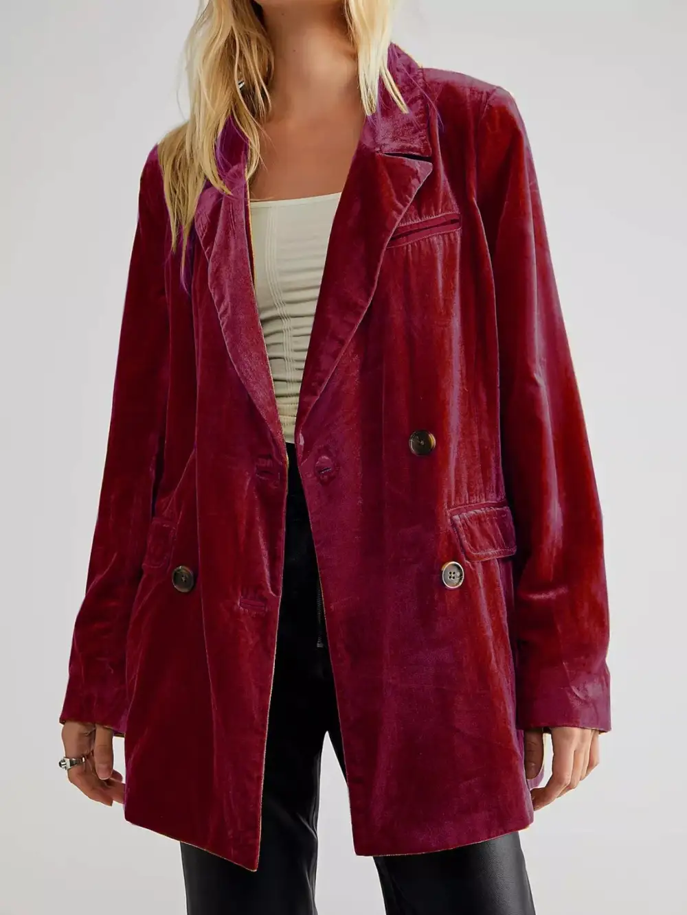 Lapel Collar Button Up Blazer Easy Layering Piece