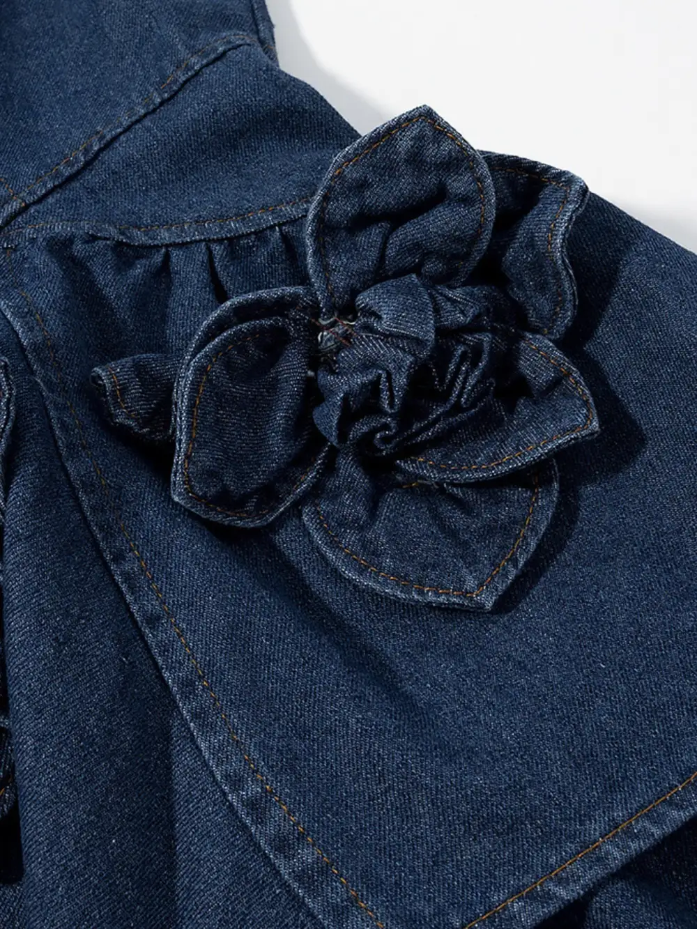 Floral Denim Ruffle Dress Casual