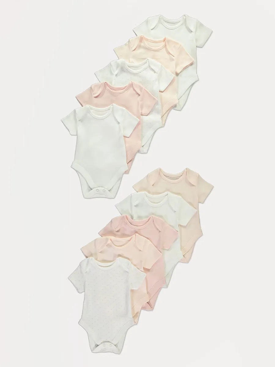 Pink Short Sleeve Bodysuits 10 Pack