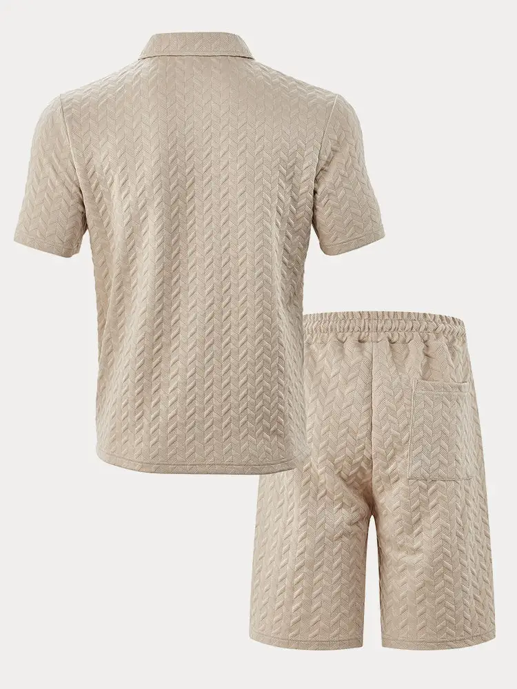 Casual Jacquard Textured Matching Set