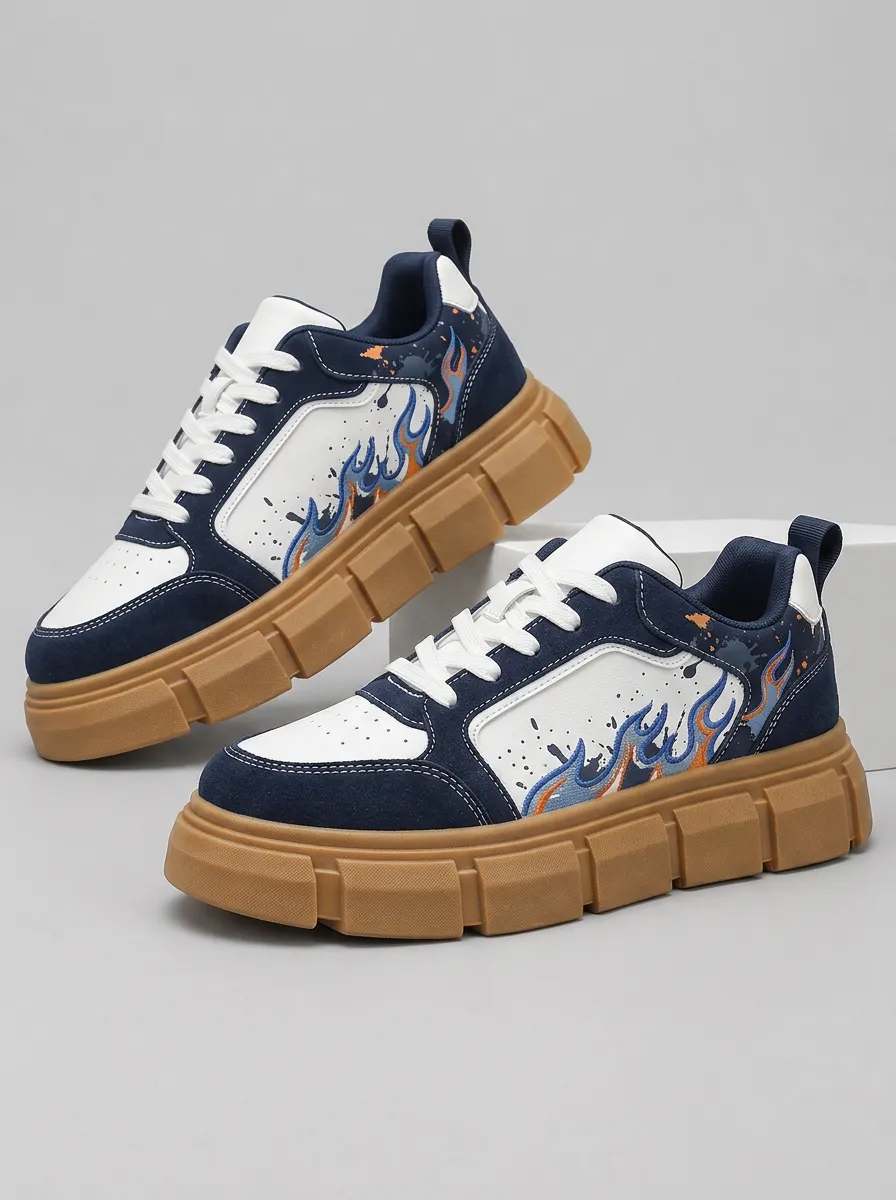 Men's Skate Inspired Streetwear Flame Pattern Patterned Contemporary Skate Shoes