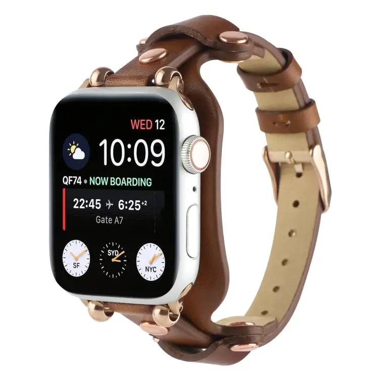 Bracelet Genuine Leather Watch Band for Watch Series 9 & 8 & 7 41 mm / SE 3 & SE 2 & 6 & SE & 5 & 4 40 mm / 3 & 2 & 1 38 mm - Dark Brown