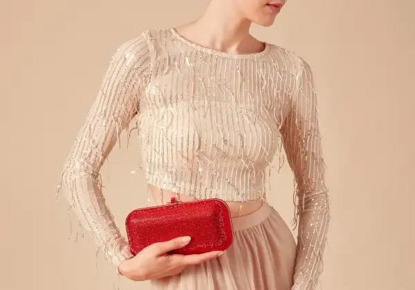 Elegant Long Slide Crystal Clutch