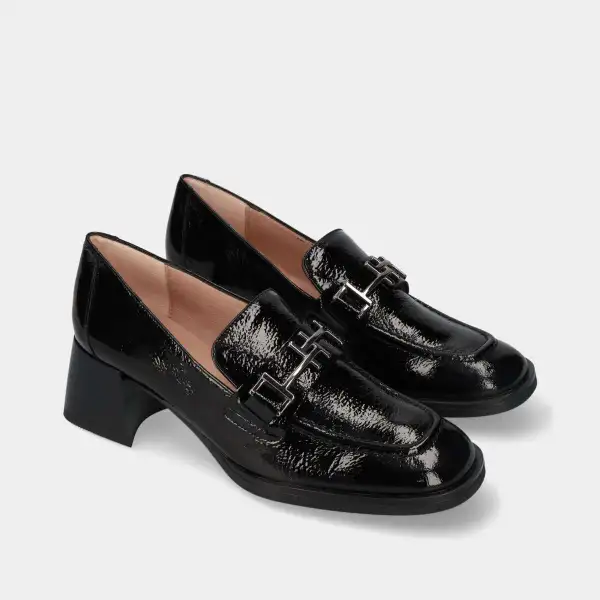 Leather Block Heel Comfort Heeled Loafers