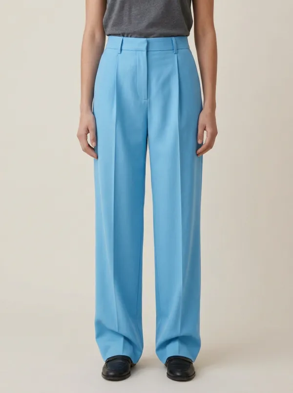 Casual Pleated High Rise Wide Leg Pants