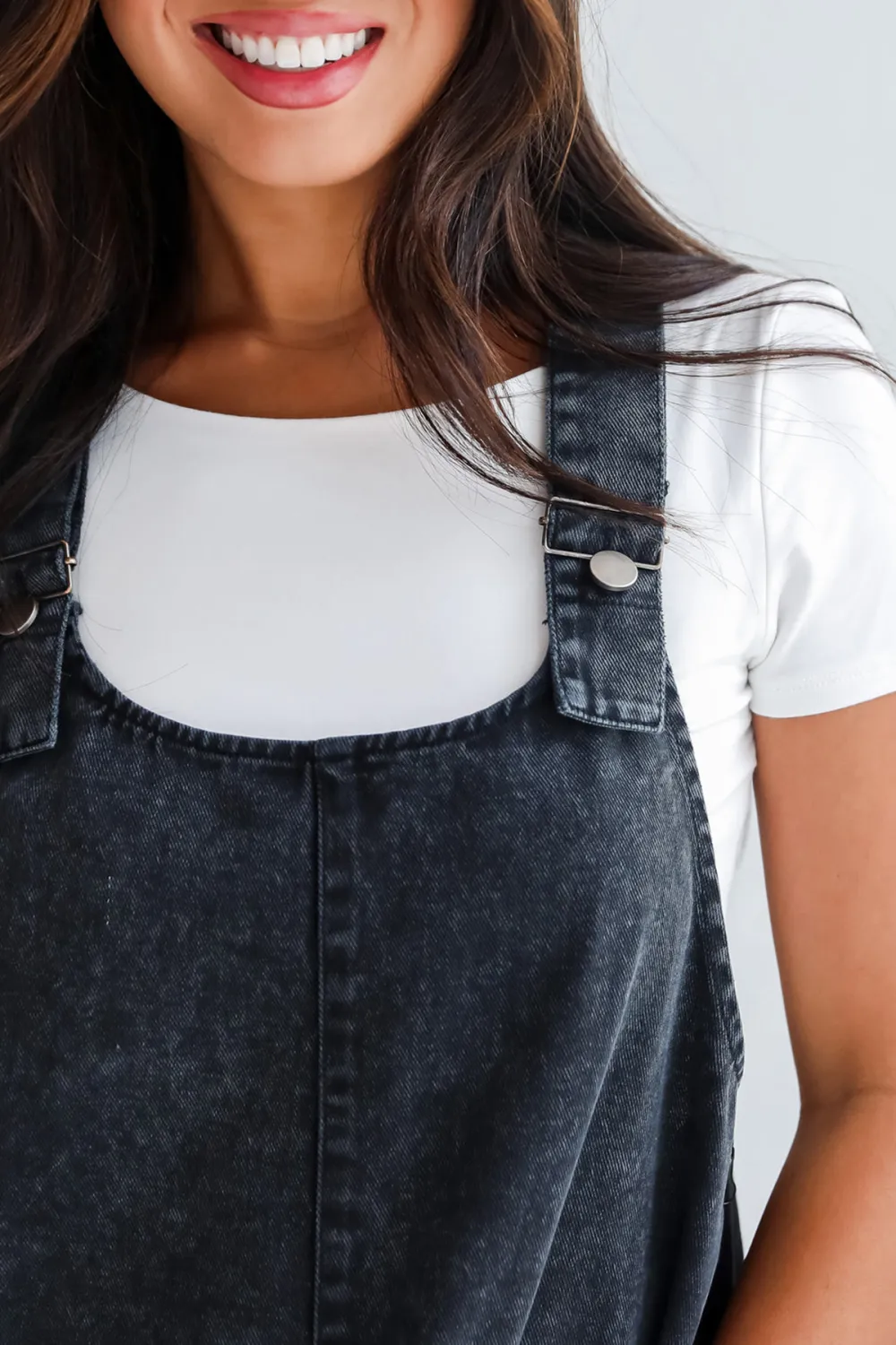 Autumn Days Black Denim Overall Mini Dress
