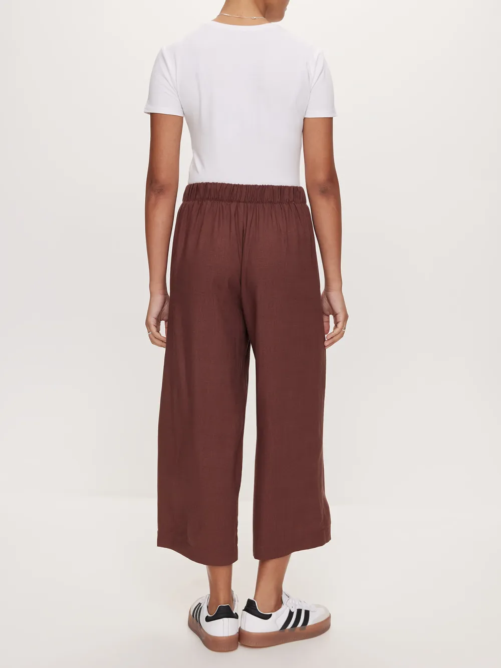Simple Solid Color Cropped Wide-Leg Pants