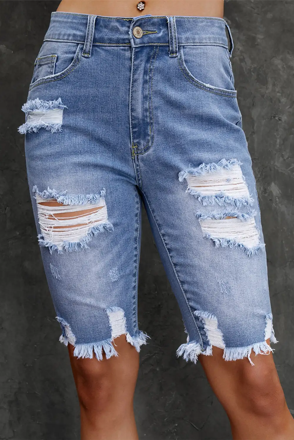 Ripped Denim Shorts