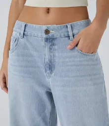 2026🔥  Low Rise Zipper Pockets Washed Baggy Wide Leg Casual Jeans