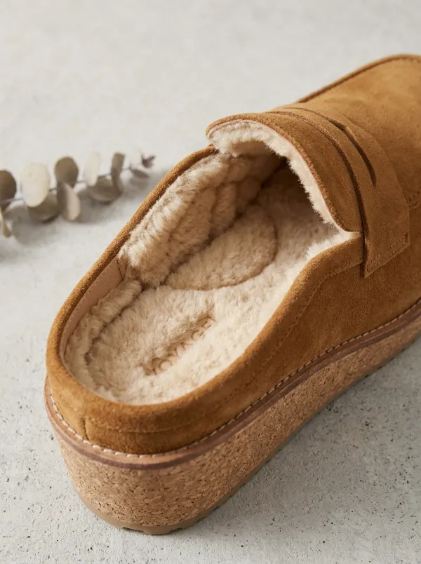 Women's Classic Clog Style Casual Suede Wood Sole Loafers