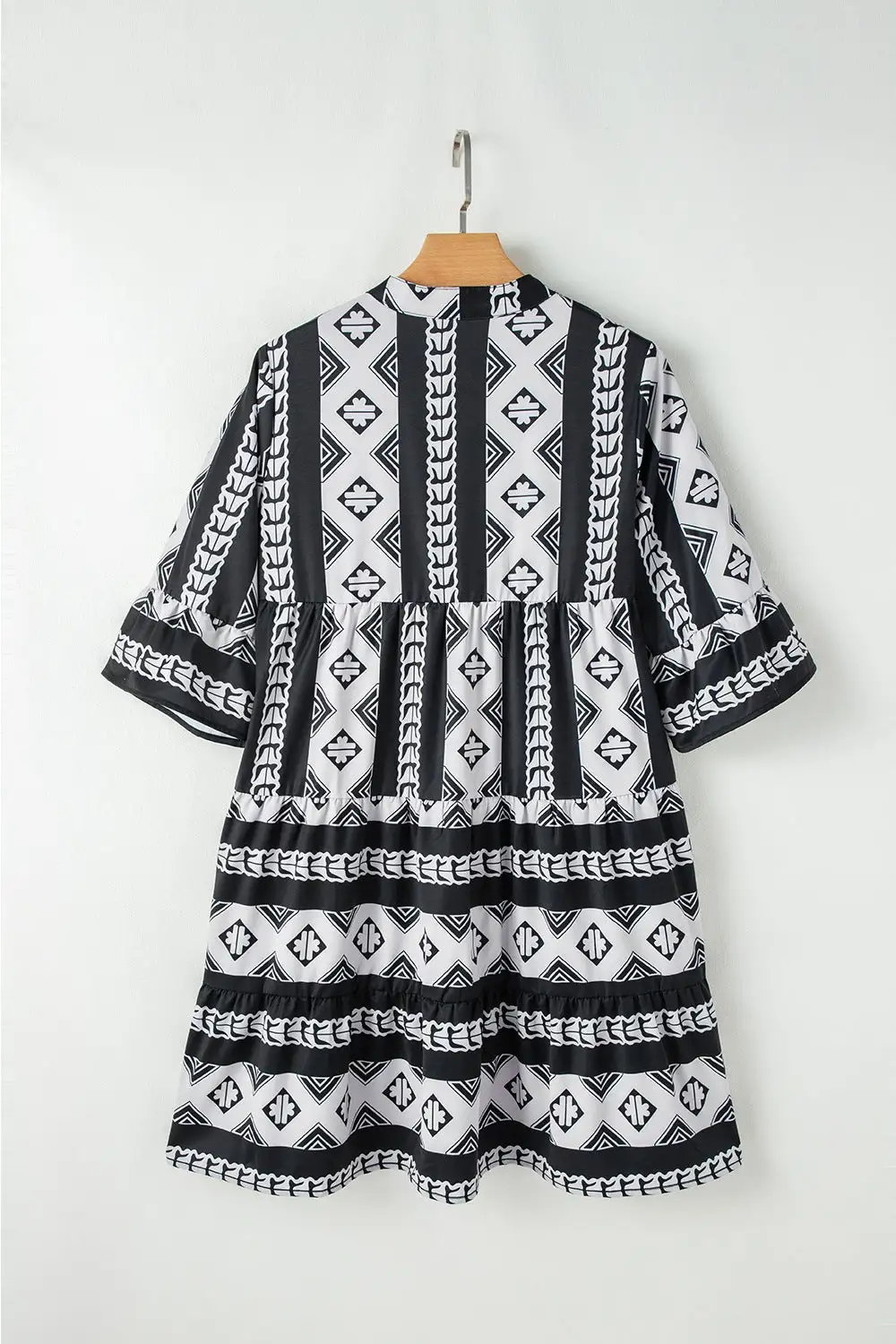 Geometric Print Ruffle Mini Dress