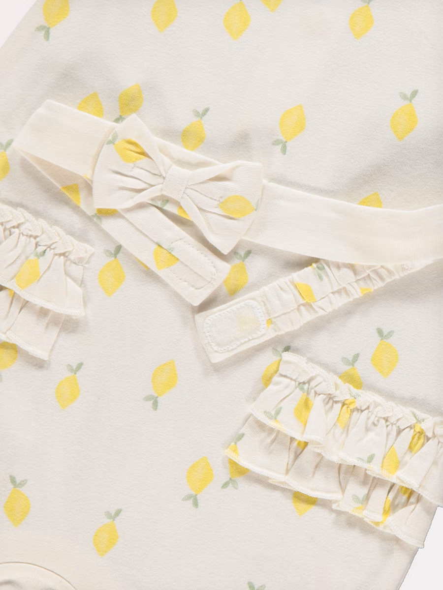 Neutral Lemon Romper and Headband Outfit detail 1