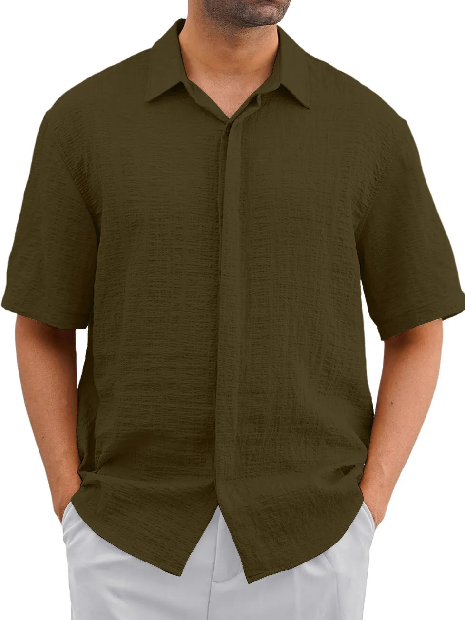 Everyday Layered Short Sleeve Button Front Shirt