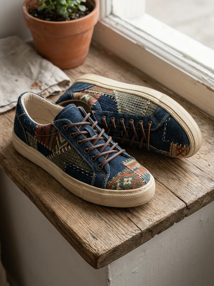 Women's Boho Patchwork Denim Printed Sneakers