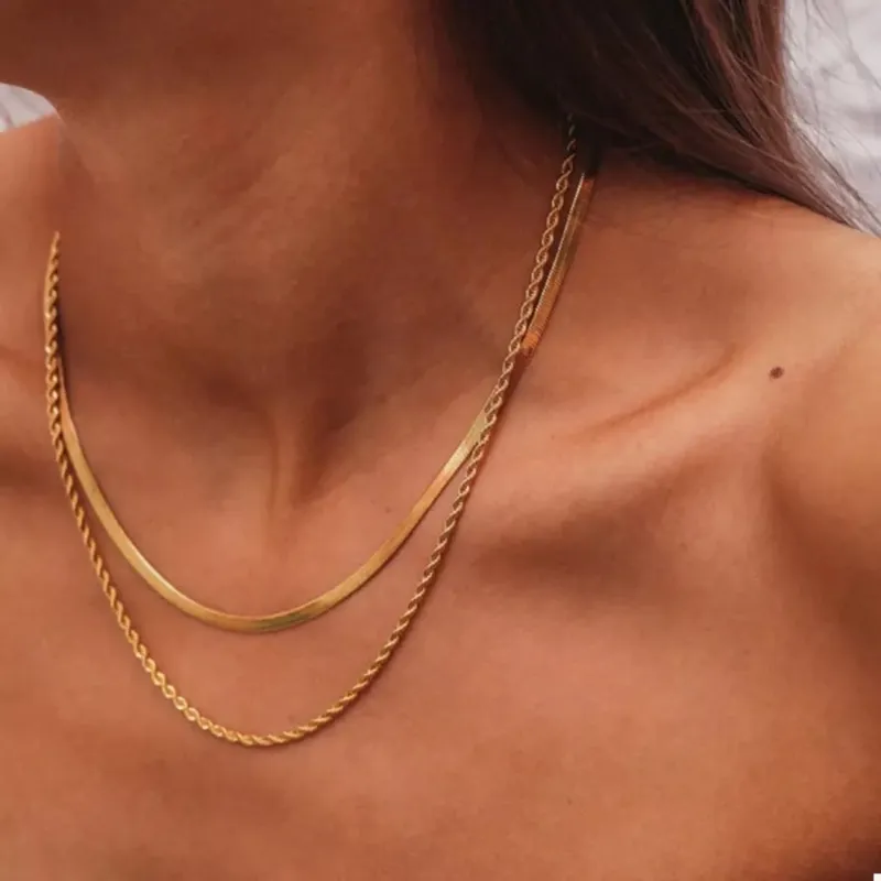 18K Gold-plated Stainless Steel Layered Necklace