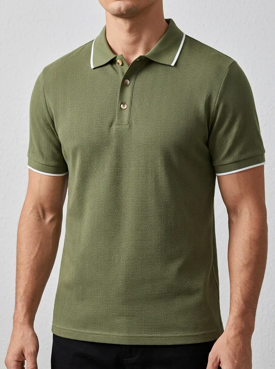 Men's Modern Comfort Contrast Trim Polo Shirt