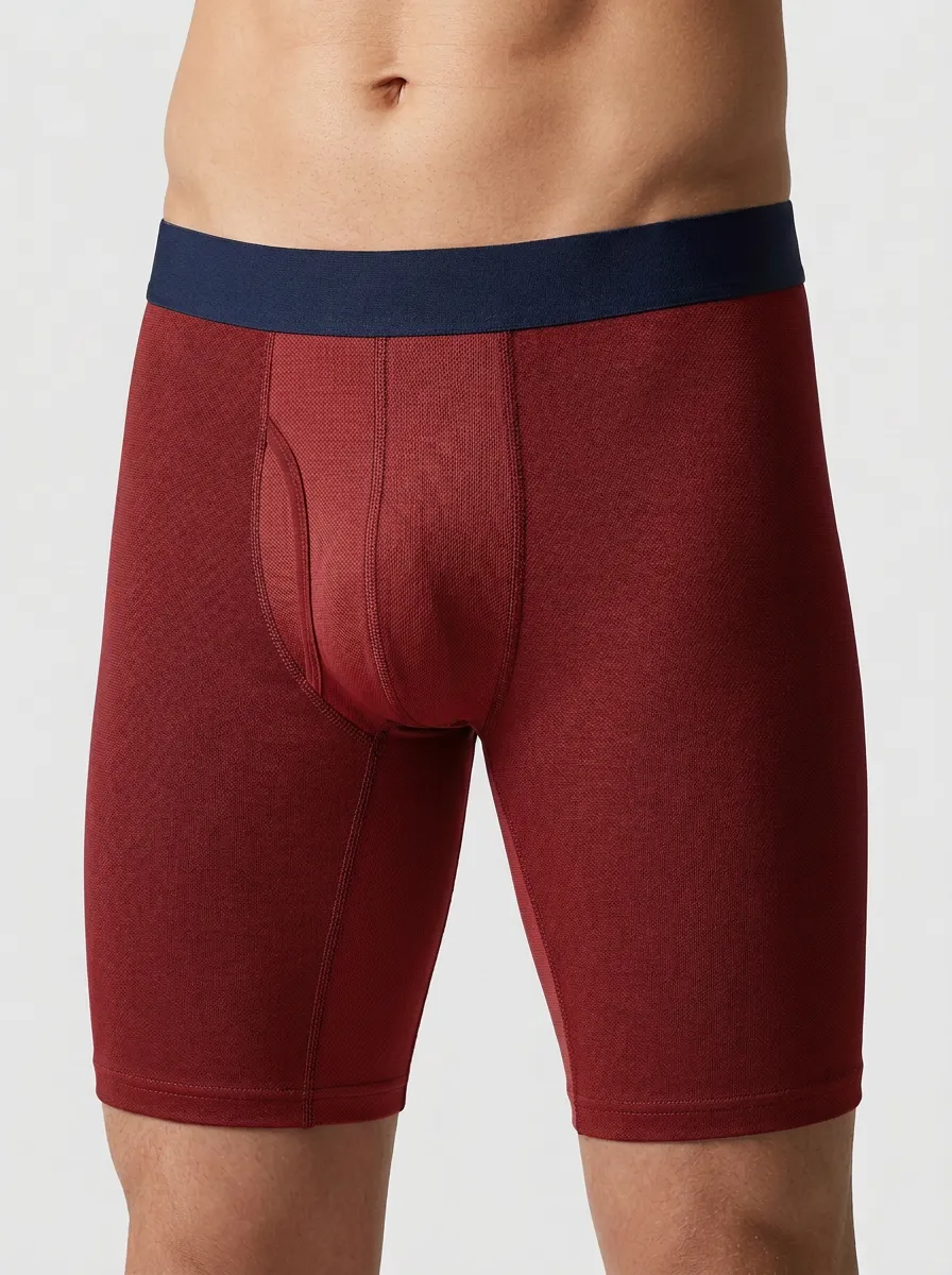 Men's Navy and Grey Contrast Panel Boxer Briefs