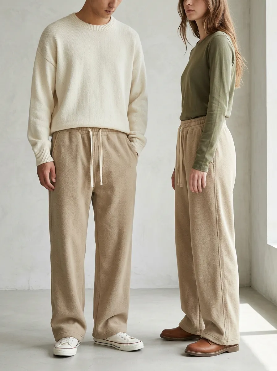 Unisex Refined Wide-Leg Fleece Sport Pants