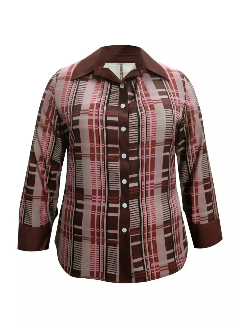 Plus Size Plaid Button Down Shirt